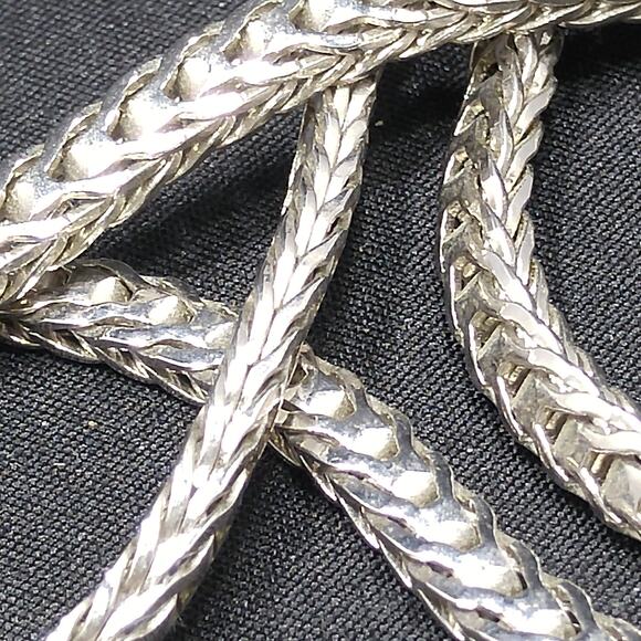 Monet Wheat Chain Necklace, Rhodium Plated, 24 Inches, 1980s Vintage Jewelry - Picture 10 of 10